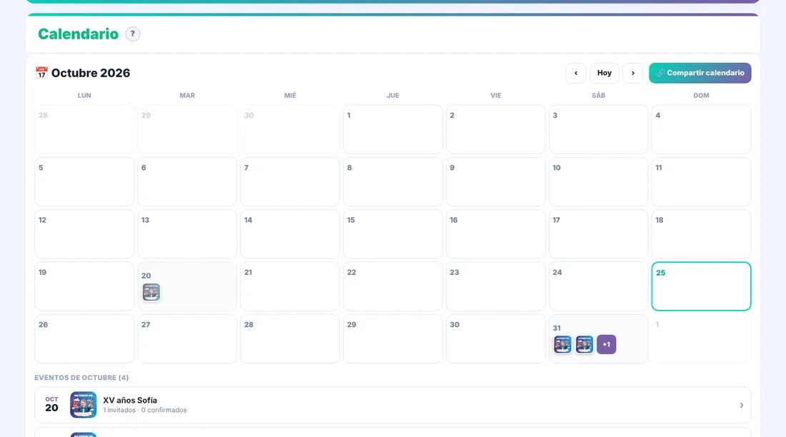Calendario de eventos
